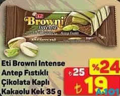 ETİ BROWNİ INTENSE ANTEP FISTIKLI ÇİKOLATA KAPLI KAKAOLU KEK 35 G fiyat ve kampanya bilgisi